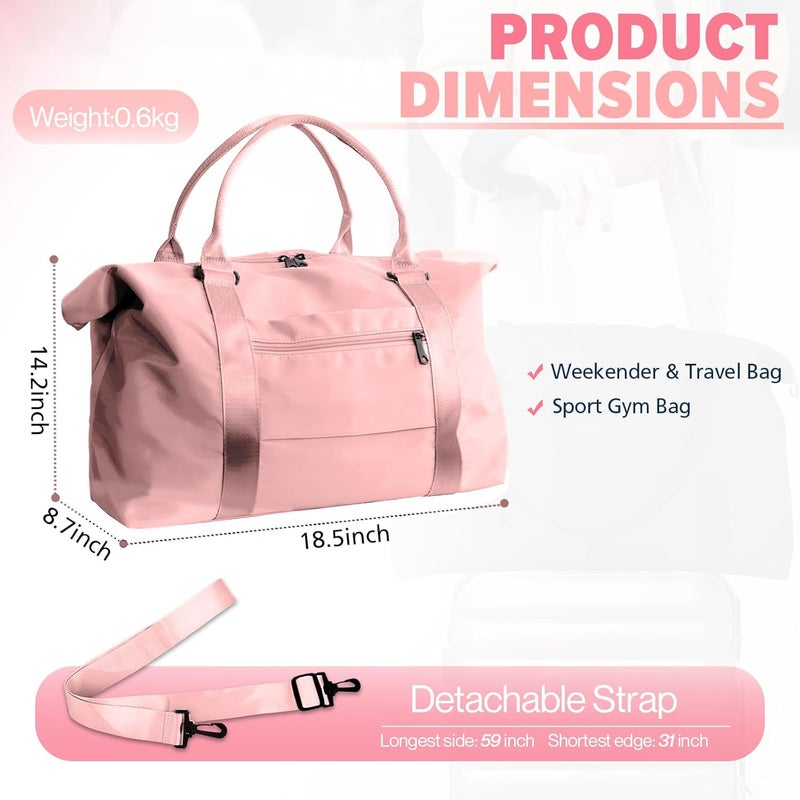 Easyfun Travel Duffle Bag, Weekender Travel Bag Men Small Gym Bag for Women, Hospital Bag for Labor and Delivery, Overnight Bag Luggage Bag with Trolley Sleeve, Airplane Travel Essentials for Flying(Pink) - Image 4